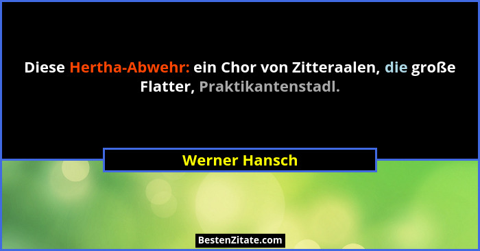 Diese Hertha-Abwehr: ein Chor von Zitteraalen, die große Flatter, Praktikantenstadl.... - Werner Hansch