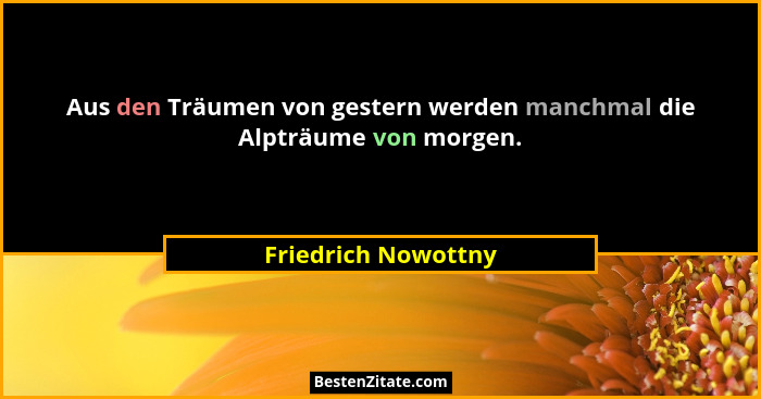 Aus den Träumen von gestern werden manchmal die Alpträume von morgen.... - Friedrich Nowottny
