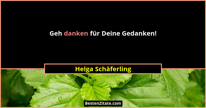 Geh danken für Deine Gedanken!... - Helga Schäferling