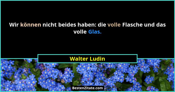 Wir können nicht beides haben: die volle Flasche und das volle Glas.... - Walter Ludin
