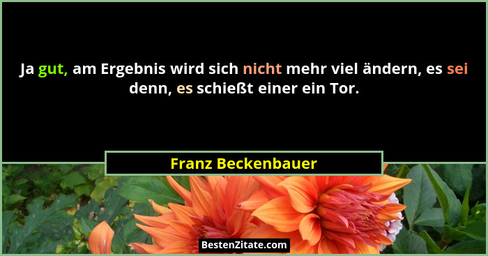 Ja gut, am Ergebnis wird sich nicht mehr viel ändern, es sei denn, es schießt einer ein Tor.... - Franz Beckenbauer