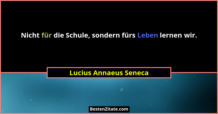 Nicht für die Schule, sondern fürs Leben lernen wir.... - Lucius Annaeus Seneca
