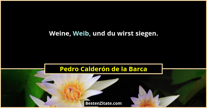 Weine, Weib, und du wirst siegen.... - Pedro Calderón de la Barca