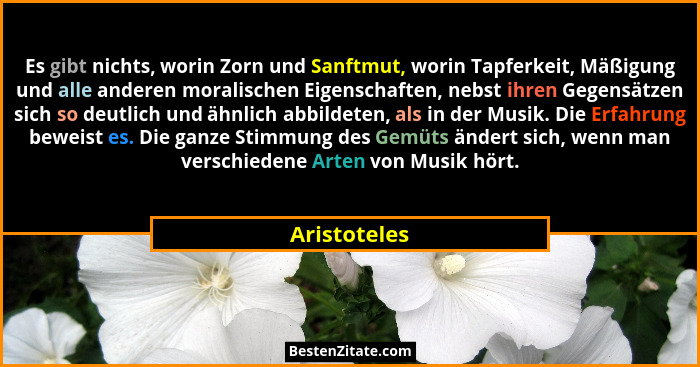 Es gibt nichts, worin Zorn und Sanftmut, worin Tapferkeit, Mäßigung und alle anderen moralischen Eigenschaften, nebst ihren Gegensätzen... - Aristoteles