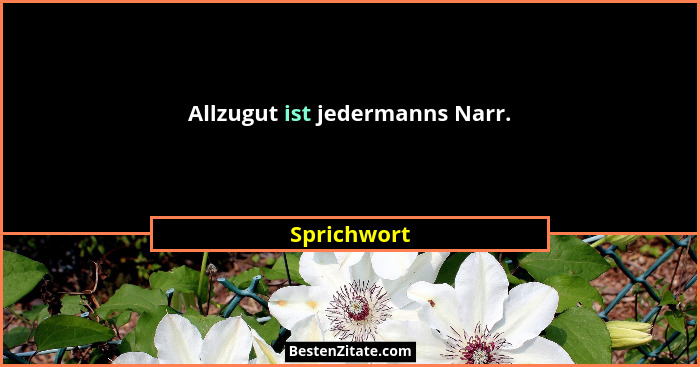 Allzugut ist jedermanns Narr.... - Sprichwort