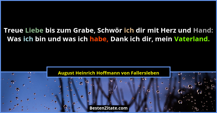 Treue Liebe bis zum Grabe, Schwör ich dir mit Herz und Hand: Was ich bin und was ich habe, Dank ich dir, m... - August Heinrich Hoffmann von Fallersleben