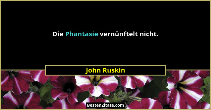 Die Phantasie vernünftelt nicht.... - John Ruskin