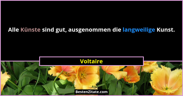Alle Künste sind gut, ausgenommen die langweilige Kunst.... - Voltaire