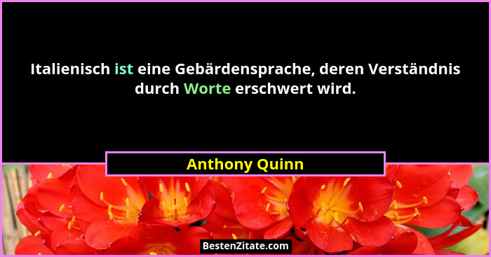 Italienisch ist eine Gebärdensprache, deren Verständnis durch Worte erschwert wird.... - Anthony Quinn