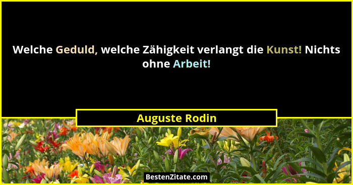 Welche Geduld, welche Zähigkeit verlangt die Kunst! Nichts ohne Arbeit!... - Auguste Rodin