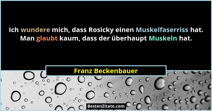 Ich wundere mich, dass Rosicky einen Muskelfaserriss hat. Man glaubt kaum, dass der überhaupt Muskeln hat.... - Franz Beckenbauer