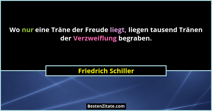 Wo nur eine Träne der Freude liegt, liegen tausend Tränen der Verzweiflung begraben.... - Friedrich Schiller
