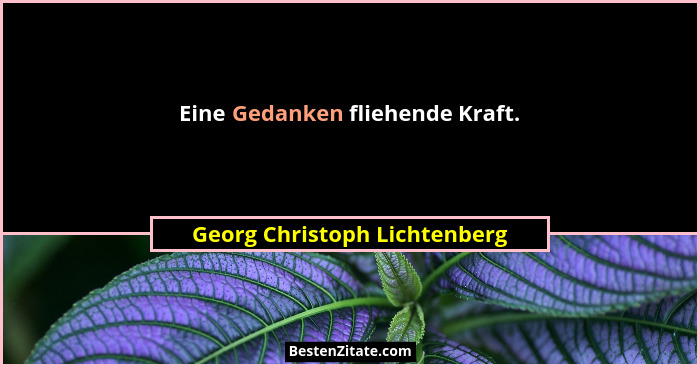 Eine Gedanken fliehende Kraft.... - Georg Christoph Lichtenberg