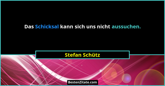 Das Schicksal kann sich uns nicht aussuchen.... - Stefan Schütz