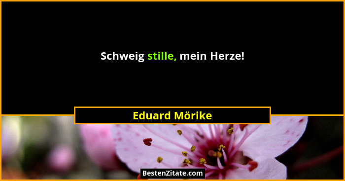 Schweig stille, mein Herze!... - Eduard Mörike
