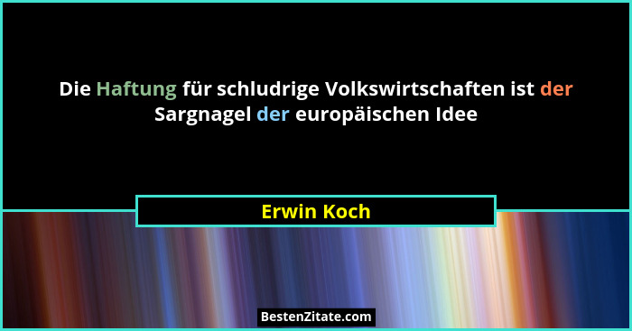 Die Haftung für schludrige Volkswirtschaften ist der Sargnagel der europäischen Idee... - Erwin Koch