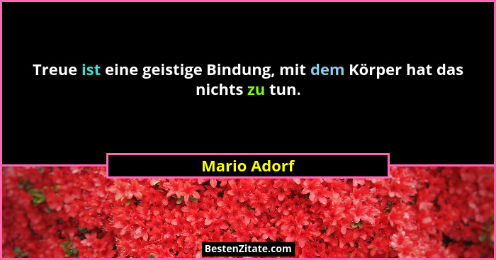 Treue ist eine geistige Bindung, mit dem Körper hat das nichts zu tun.... - Mario Adorf