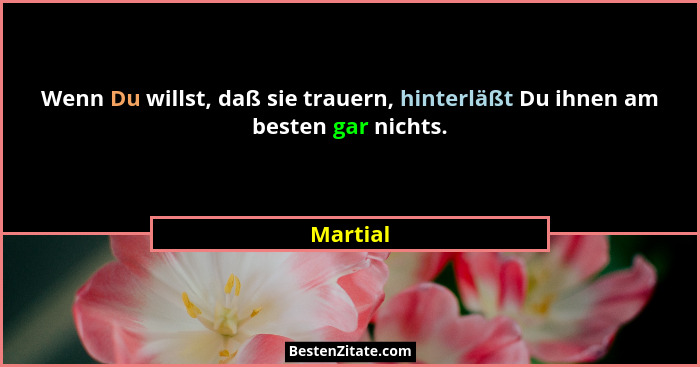 Wenn Du willst, daß sie trauern, hinterläßt Du ihnen am besten gar nichts.... - Martial