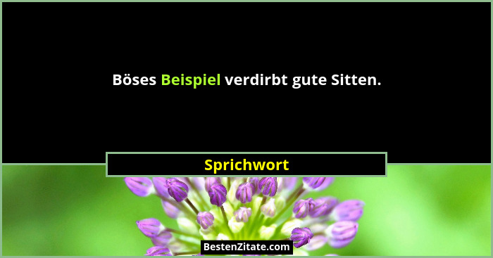 Böses Beispiel verdirbt gute Sitten.... - Sprichwort