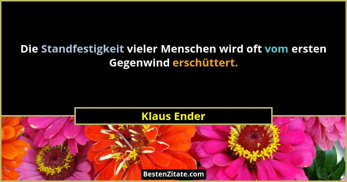 Die Standfestigkeit vieler Menschen wird oft vom ersten Gegenwind erschüttert.... - Klaus Ender