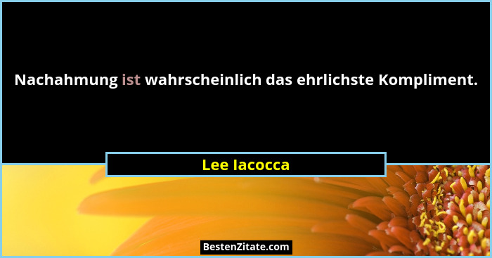Nachahmung ist wahrscheinlich das ehrlichste Kompliment.... - Lee Iacocca