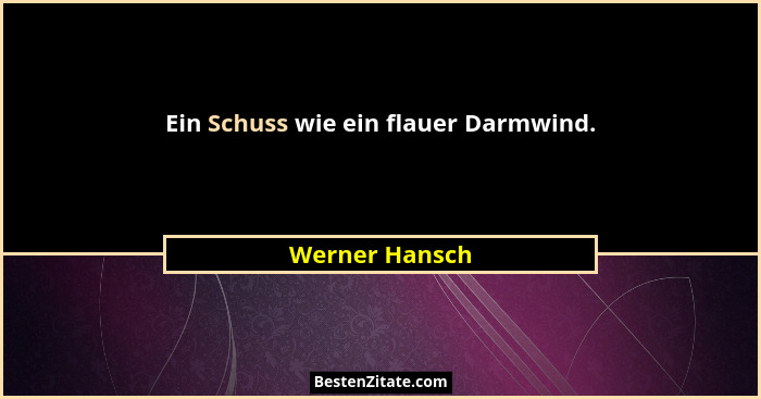Ein Schuss wie ein flauer Darmwind.... - Werner Hansch