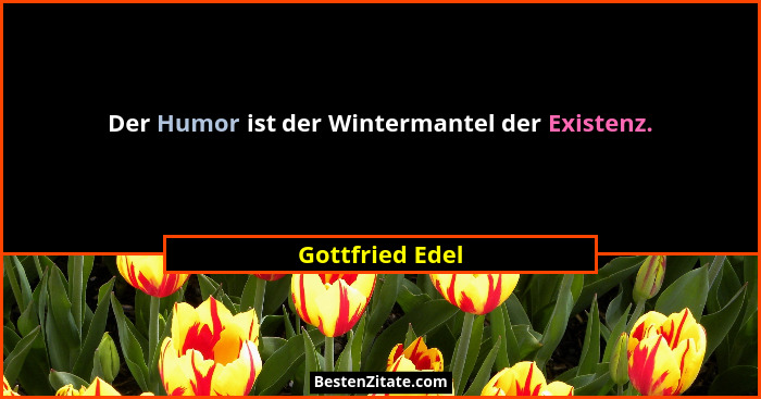 Der Humor ist der Wintermantel der Existenz.... - Gottfried Edel