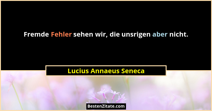 Fremde Fehler sehen wir, die unsrigen aber nicht.... - Lucius Annaeus Seneca