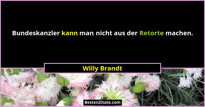 Bundeskanzler kann man nicht aus der Retorte machen.... - Willy Brandt