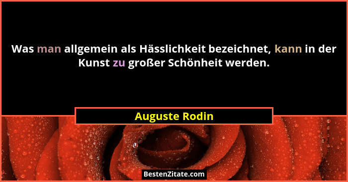 Was man allgemein als Hässlichkeit bezeichnet, kann in der Kunst zu großer Schönheit werden.... - Auguste Rodin