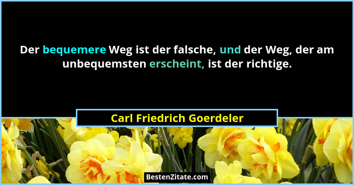 Der bequemere Weg ist der falsche, und der Weg, der am unbequemsten erscheint, ist der richtige.... - Carl Friedrich Goerdeler