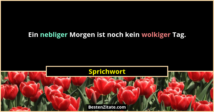 Ein nebliger Morgen ist noch kein wolkiger Tag.... - Sprichwort