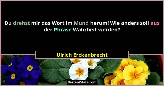 Du drehst mir das Wort im Mund herum! Wie anders soll aus der Phrase Wahrheit werden?... - Ulrich Erckenbrecht