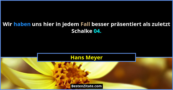 Wir haben uns hier in jedem Fall besser präsentiert als zuletzt Schalke 04.... - Hans Meyer