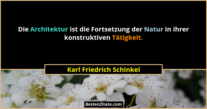 Die Architektur ist die Fortsetzung der Natur in ihrer konstruktiven Tätigkeit.... - Karl Friedrich Schinkel