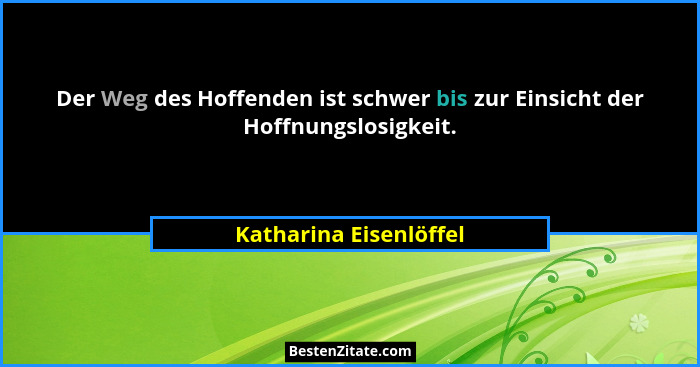 Der Weg des Hoffenden ist schwer bis zur Einsicht der Hoffnungslosigkeit.... - Katharina Eisenlöffel