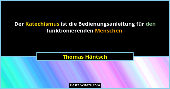 Der Katechismus ist die Bedienungsanleitung für den funktionierenden Menschen.... - Thomas Häntsch