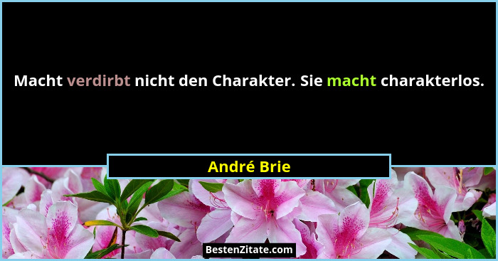 Macht verdirbt nicht den Charakter. Sie macht charakterlos.... - André Brie