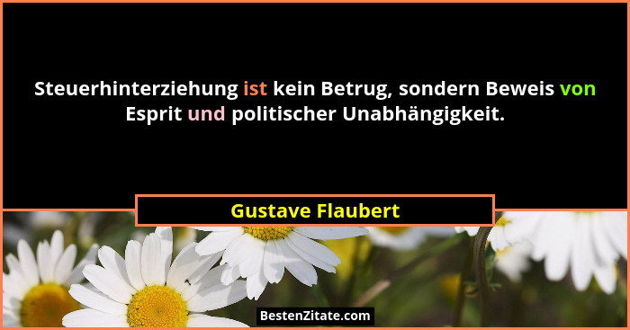 Steuerhinterziehung ist kein Betrug, sondern Beweis von Esprit und politischer Unabhängigkeit.... - Gustave Flaubert