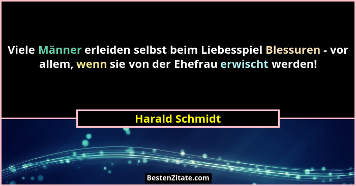 Viele Männer erleiden selbst beim Liebesspiel Blessuren - vor allem, wenn sie von der Ehefrau erwischt werden!... - Harald Schmidt