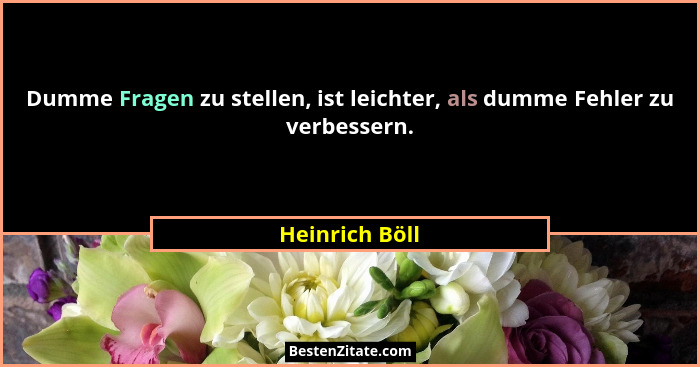 Dumme Fragen zu stellen, ist leichter, als dumme Fehler zu verbessern.... - Heinrich Böll