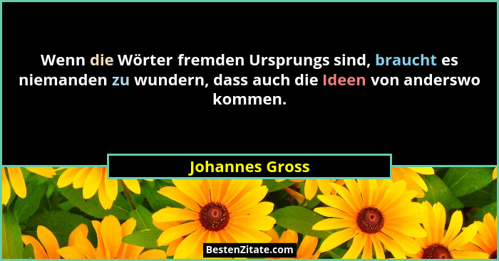 Wenn die Wörter fremden Ursprungs sind, braucht es niemanden zu wundern, dass auch die Ideen von anderswo kommen.... - Johannes Gross