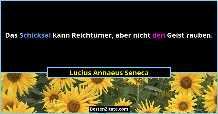Das Schicksal kann Reichtümer, aber nicht den Geist rauben.... - Lucius Annaeus Seneca