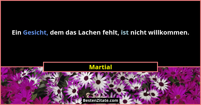 Ein Gesicht, dem das Lachen fehlt, ist nicht willkommen.... - Martial
