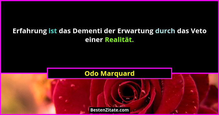 Erfahrung ist das Dementi der Erwartung durch das Veto einer Realität.... - Odo Marquard