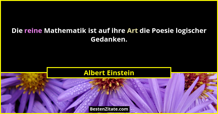 Die reine Mathematik ist auf ihre Art die Poesie logischer Gedanken.... - Albert Einstein