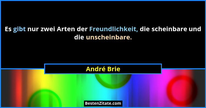 Es gibt nur zwei Arten der Freundlichkeit, die scheinbare und die unscheinbare.... - André Brie