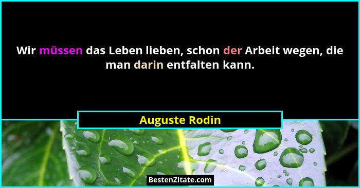 Wir müssen das Leben lieben, schon der Arbeit wegen, die man darin entfalten kann.... - Auguste Rodin