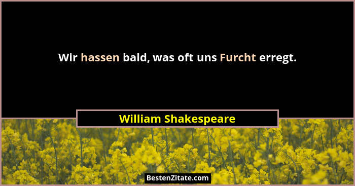 Wir hassen bald, was oft uns Furcht erregt.... - William Shakespeare