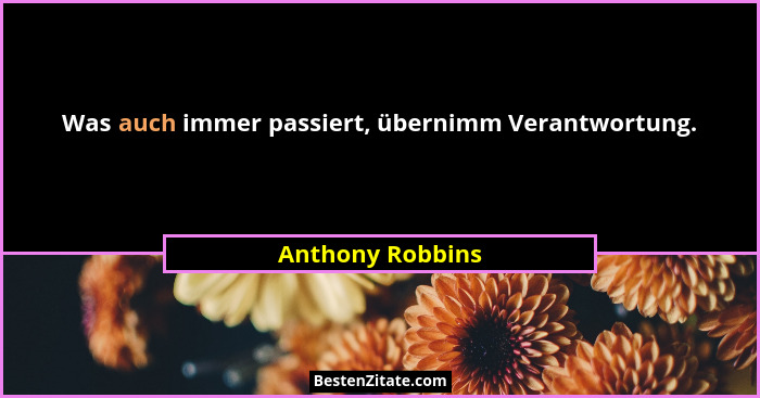Was auch immer passiert, übernimm Verantwortung.... - Anthony Robbins